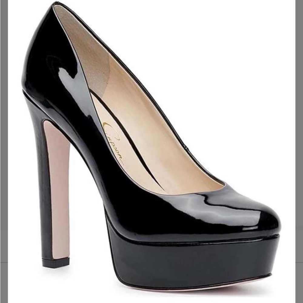 Size 8.5 Jessica Simpson Nellah black parent platform pumps NIB